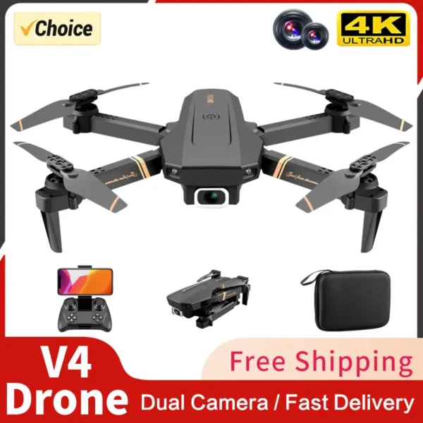 2024 V4 Drone 4K Professinal With 1080P Wide Angle HD Camera Foldable RC Helicopter WIFI FPV Height Hold Kids Gift Toys