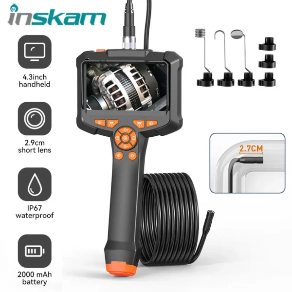 INSKAM 4.3 Inch IPS Screen Industrial Endoscope Camera HD1080P Single Lens Pipe Inspection Borescope for Checking Car Sewer