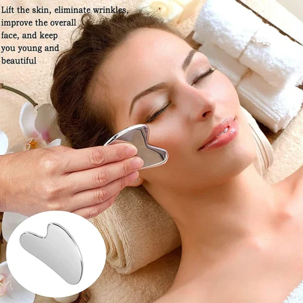 Stainless Steel Skin Scraping Face Massage Skincare Tool Guasha Scraper Lifting Anti Wrinkle Gua Sha Body Neck Care Massager - Image 3