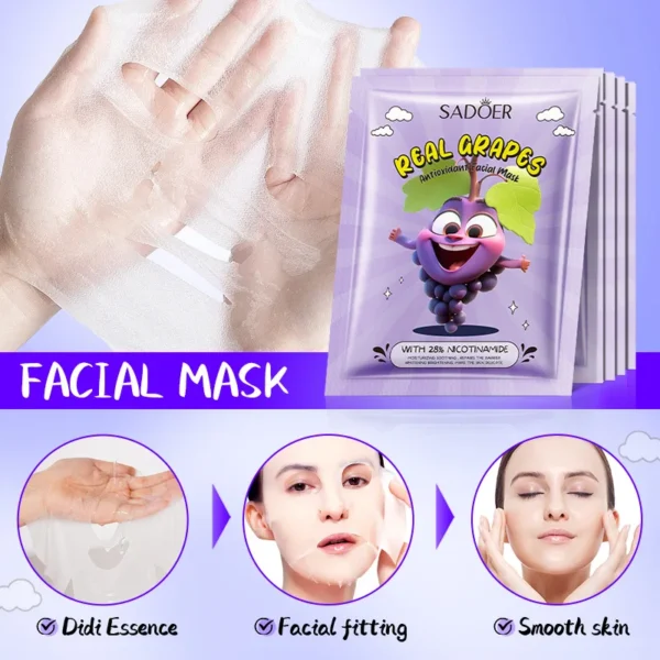 8pcs SADOER Fresh Fruits Face Mask Facial skincare Moisturizing Brightening Firming Hydrating Facial Masks for Face Skin Care - Image 2