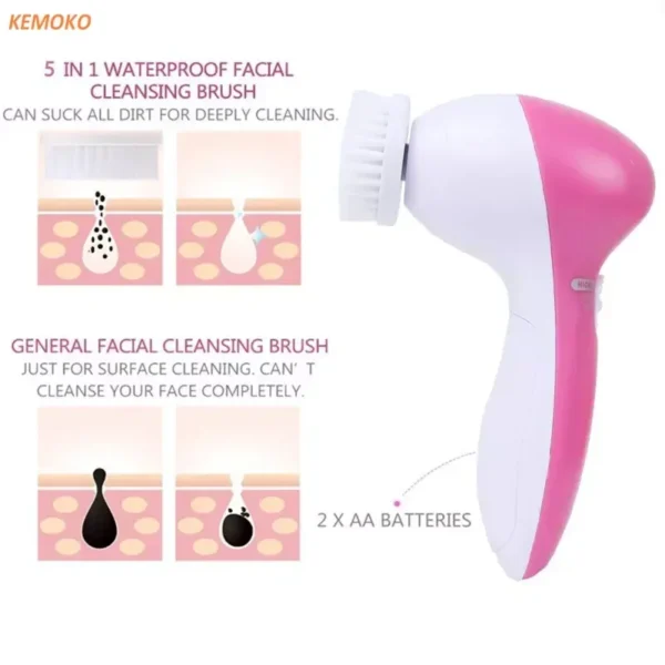 Electric Facial Cleanser Wash Face Cleaning Machine Skin Pore Cleaner Wash Machine Spa Blackhead Cleaning Facial Cleanser 5 in 1 - Image 4