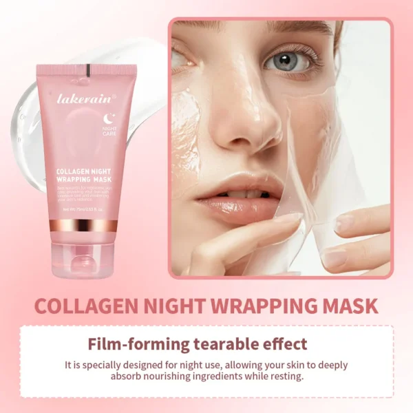 Lakerain Collagen Night Wrapping Mask Elasticity Hydration Care Reduces Sagging & Dullness Hydrolyzed Collagen For Glowing Skin - Image 2