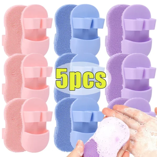 1/5pcs Silicone Wash Brush Deep Clean Massage Facial Soft Gentle Silicone Brushes Pink Purple Blue Beauty Skin Cares Clean Tools - Image 2