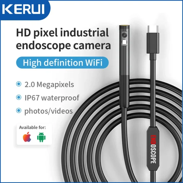 KERUI 2MP Single/Dual Lens Endoscope Android Mini Inspection Camera for Iphone Waterproof Pipeline Borescope Type C IOS - Image 2