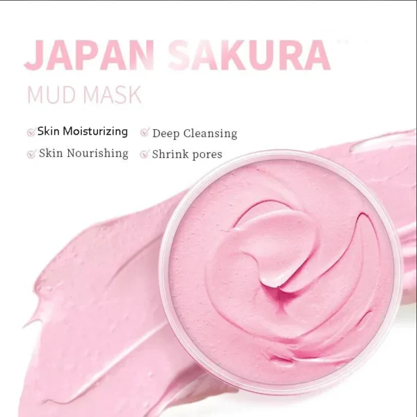 LAIKOU Naturals Sakura Volcanic Mud Mask For Face Deep Cleaning Remove Blackheads Improve Roughness Facial Oily Skin Care 90g - Image 5