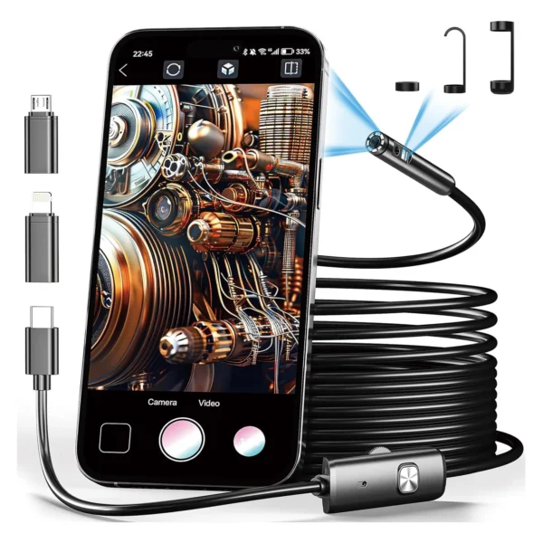 8mm 1080P Endoscope Automotive Boroscope Inspection Device Camera For Apple Iphone IOS Smart Phone Android Type C Cars Mobile - Image 5