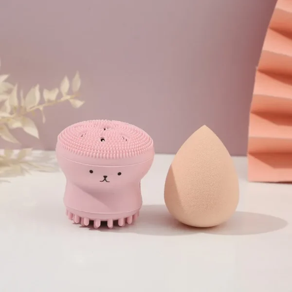 2Pcs/Set Octopus Silicone Face Brush Clean Cosmetic Makeup Egg Sponge Set Beauty Makeup Skin Care Tools Kits - Image 2