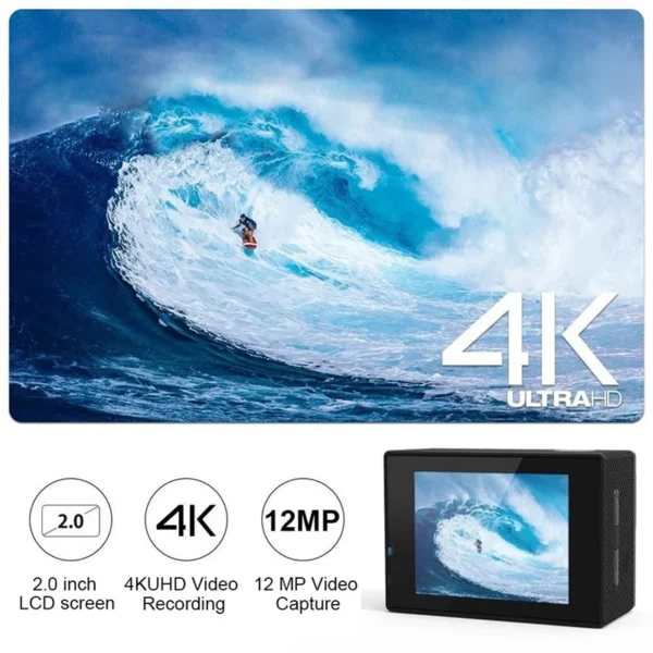 Action Camera Ultra HD 4K/30fps WiFi 2.0-inch 170D Underwater Waterproof Helmet Video Recording Cameras Sport Cam - Image 2