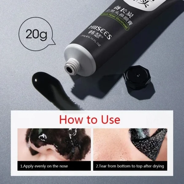 Blackhead Remover Mask Facial Shrink Pores Acne Black Head Removal Cream Nose Cleansing Black Peel Off Masks Gel Skin Care 20g - Image 4