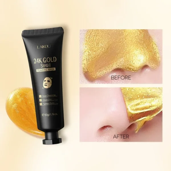 LAIKOU 24K Gold Snail Collagen Peel Off Tearing Face Mask Deep Cleansing Remove Blackhead Face Care 50g - Image 4