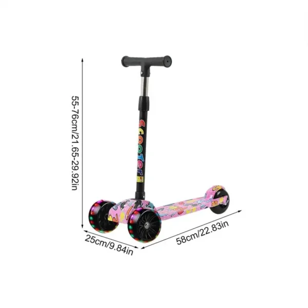 Kids Scooter Foldable Graffiti Scooter With Flash Wheel Non-slip Deck Height Adjustable Three Wheel Scooter For Outdoor - Image 6