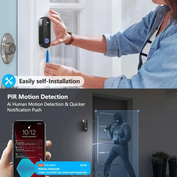 Cloud Storage Remote Access Reliable Doorbell With Face Recognition Security System Advanced Technology Video Doorbell Tuya Wifi - Image 3