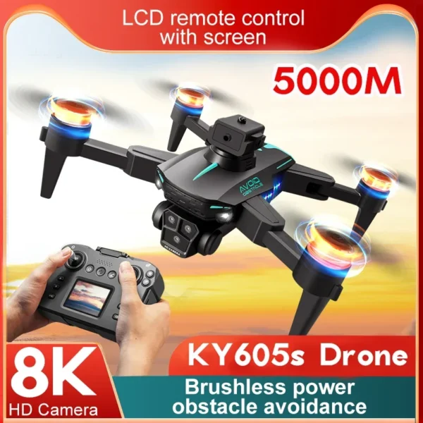 New KY605S Drone with screen 8K Wide Angle Professinal Three Camera 360 Obstacle AvoidanceOptical Flow Localization Quadcopter