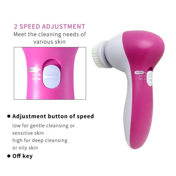 Electric Facial Cleaner 5 IN 1 Face Cleansing Brush Wash Machine Spa Skin Care Massager Blackhead Cleaning Facial Cleanser Tools - Image 3