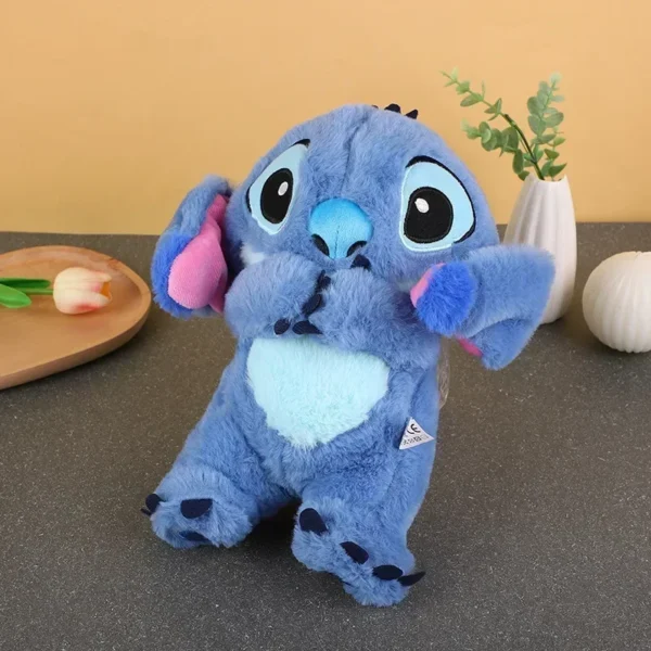 MINISO 2024 New Stitch Baby Breathing Bear Plush Soothing Kawaii Music Sleeping Companion Sound And Light Plush Toy Kids Gift - Image 5