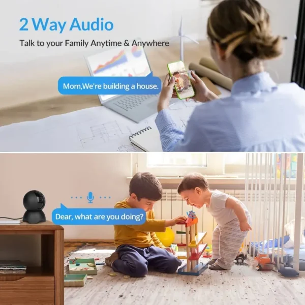 Foscam 5MP WiFi Pet Cameras 2.4GHz Indoor Camera Baby Monitor with 360° Pan Tilt 2-Way Audio Home Security Surveillance Camera - Image 4